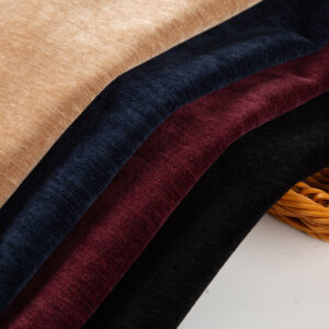 Front-facing shot showing the warm caramel solid color and smooth short-pile chenille satin surface clearly.